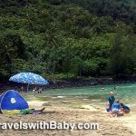 Our sun tent on vacation in Kauai at Ke'e Beach