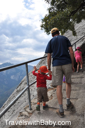 Sequoia-Moro-Rock-little-hi Little hiker holds Daddy's hand on Moro Rock trail