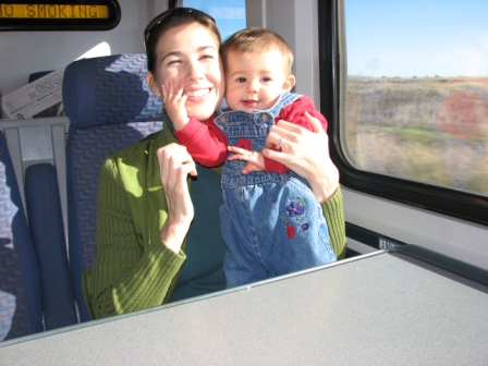Train travels with baby.