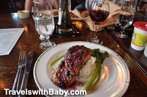 Salmon dinner at Wuksachi Lodge in Sequoia National Park