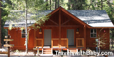 A duplex studio cabin at Evergreen Lodge in Yosemite